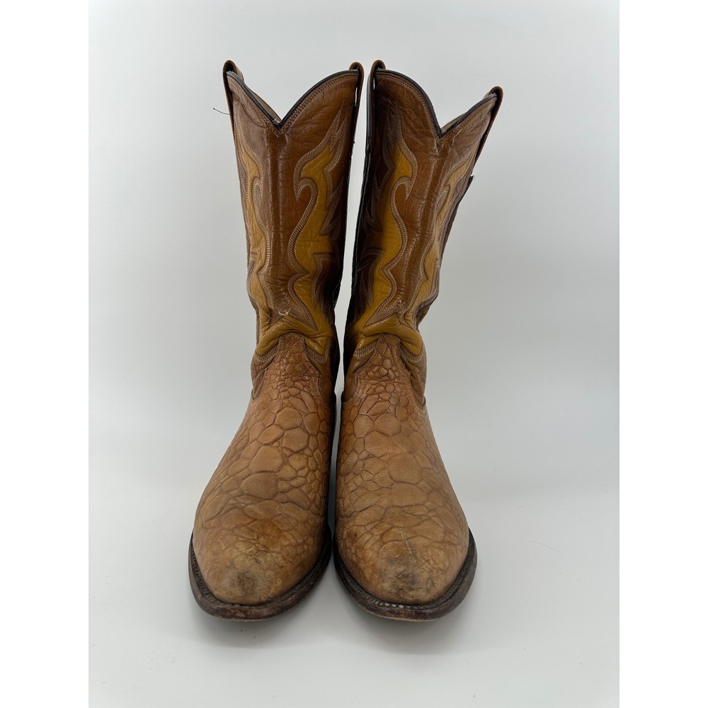 Rudel Vintage Mens Brown Leather Western Cowboy Boots Size 10 EE 8594 H READ